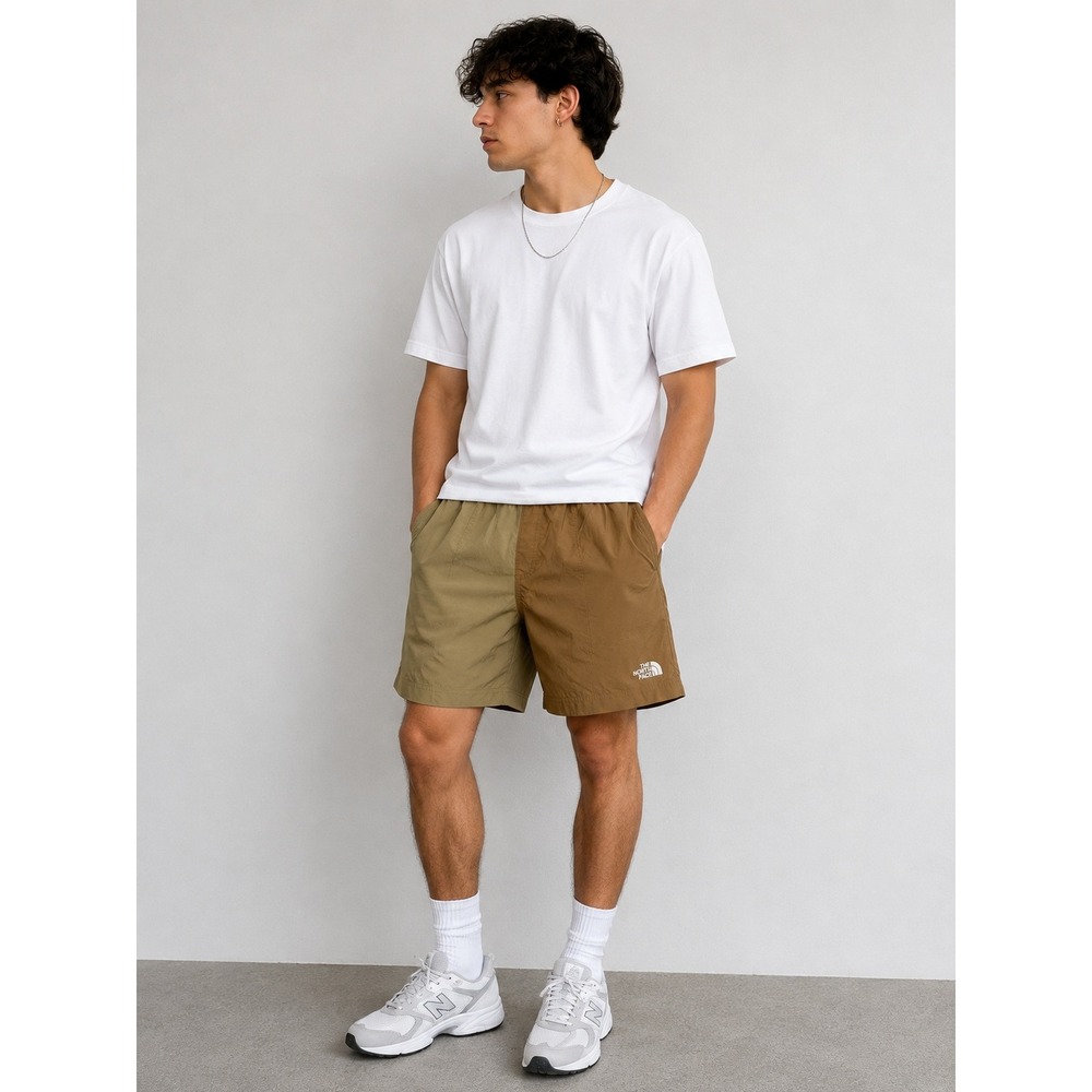 The North Face Mens Class V Water Shorts Mustard Tan Colorblock Swim Trunks M 30